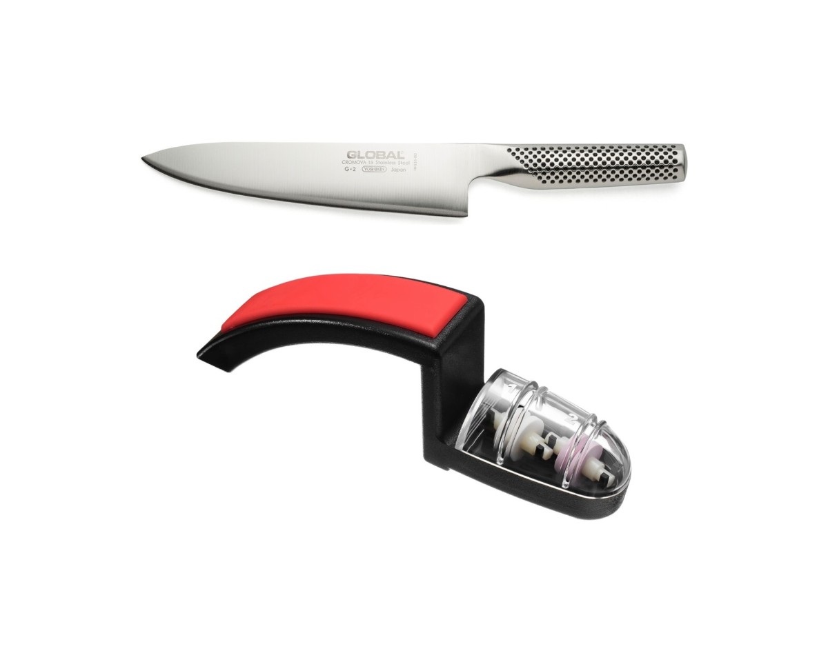 Global G2220BR set: G2 koksmes 20cm + Minosharp waterslijper